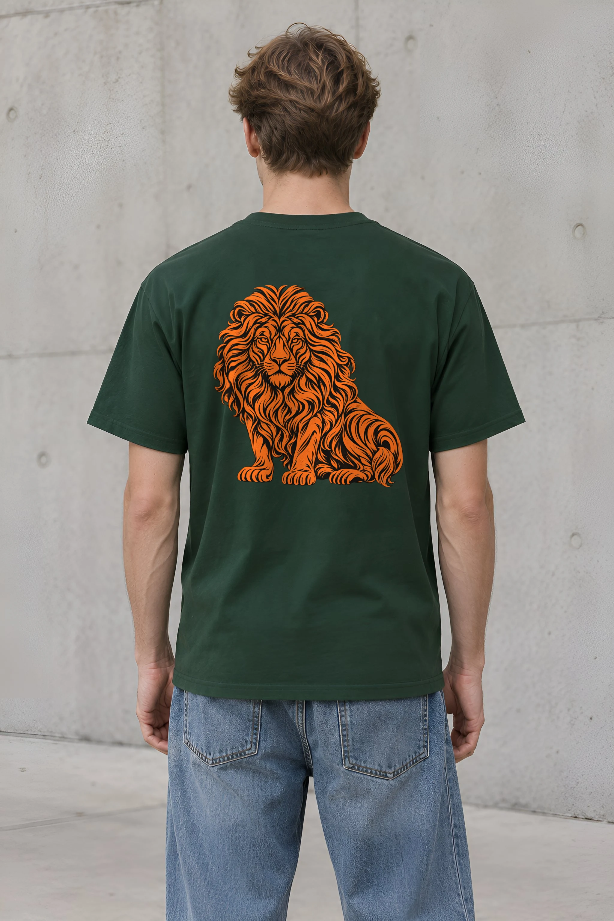 "Orange Ink Lion" Heavyweight Unisex Crewneck T-shirt