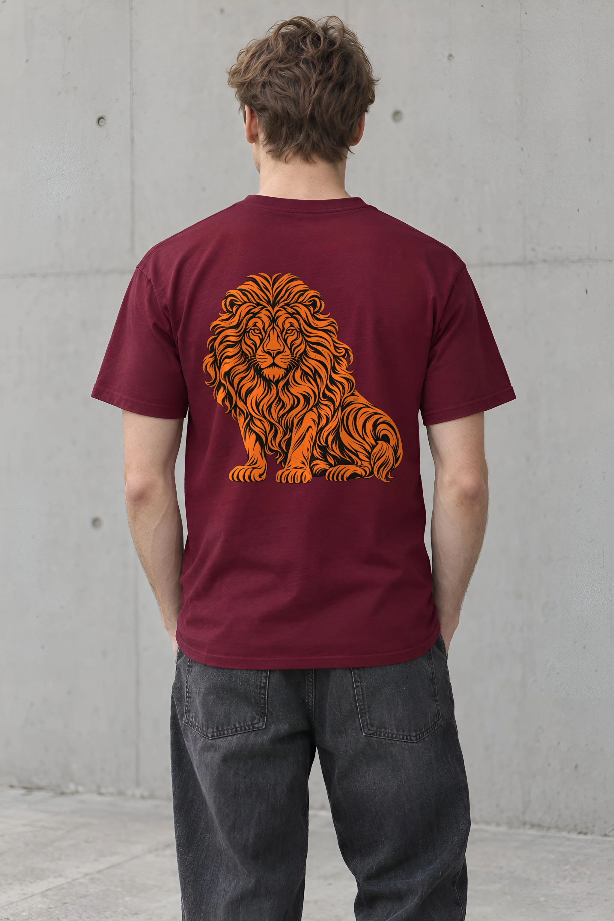 "Orange Ink Lion" Heavyweight Unisex Crewneck T-shirt
