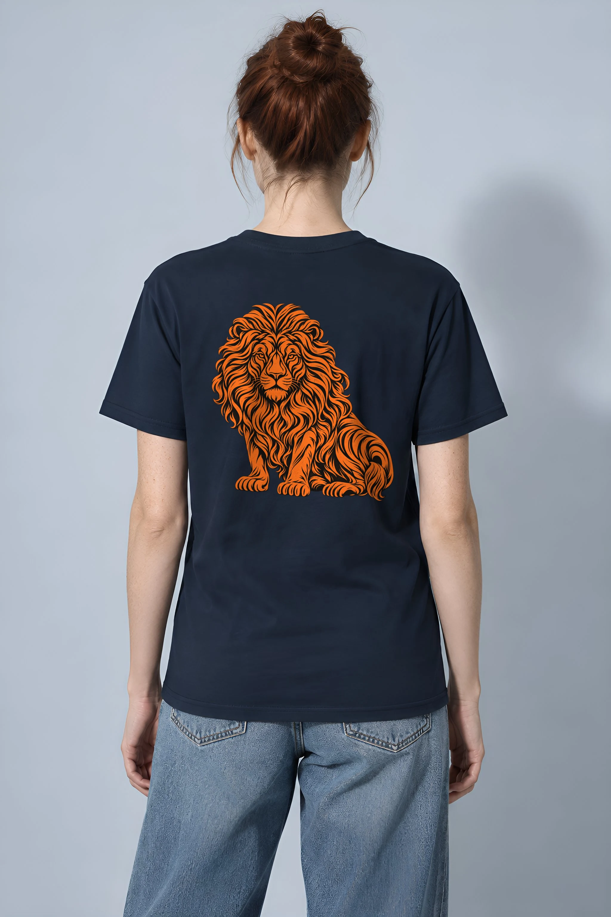 "Orange Ink Lion" Heavyweight Unisex Crewneck T-shirt
