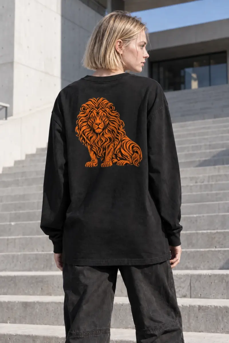 "Orange Ink Lion" Unisex Longsleeve T-shirt | Gildan 2400