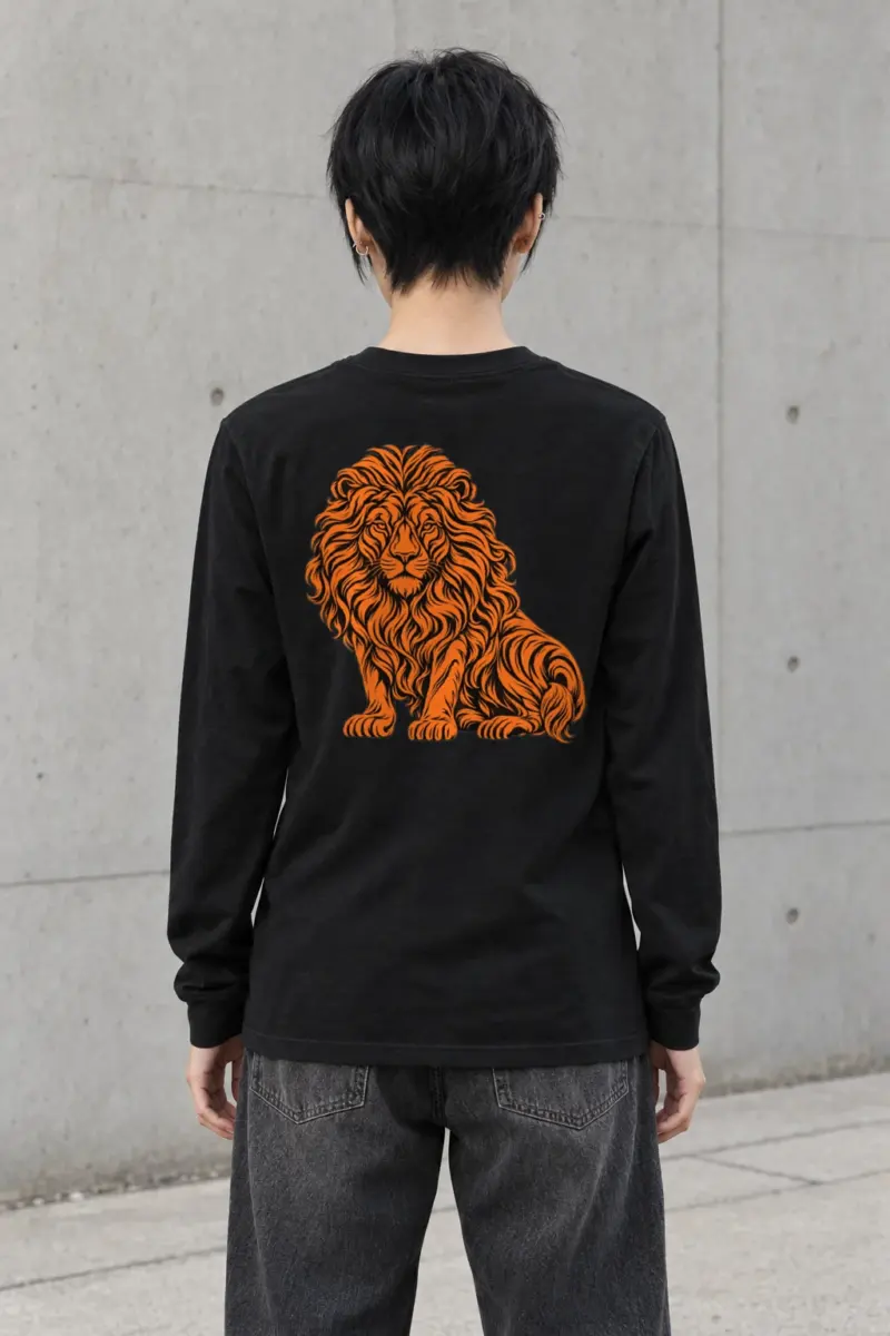 "Orange Ink Lion" Unisex Longsleeve T-shirt