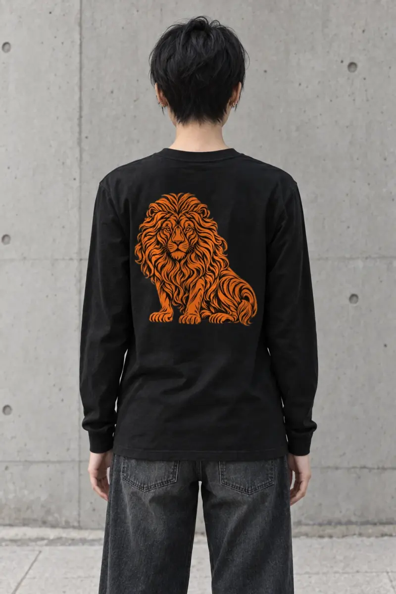 "Orange Ink Lion" Unisex Longsleeve T-shirt | Gildan 2400