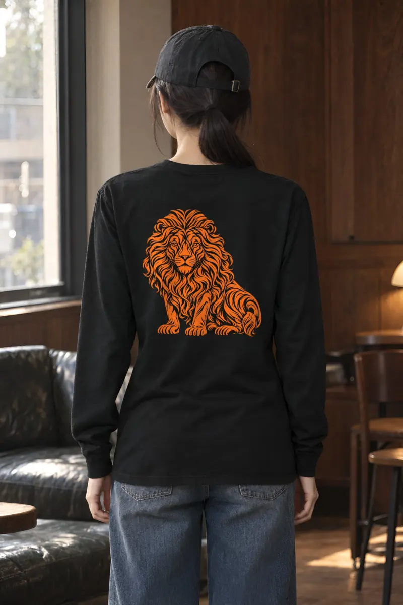 "Orange Ink Lion" Unisex Longsleeve T-shirt