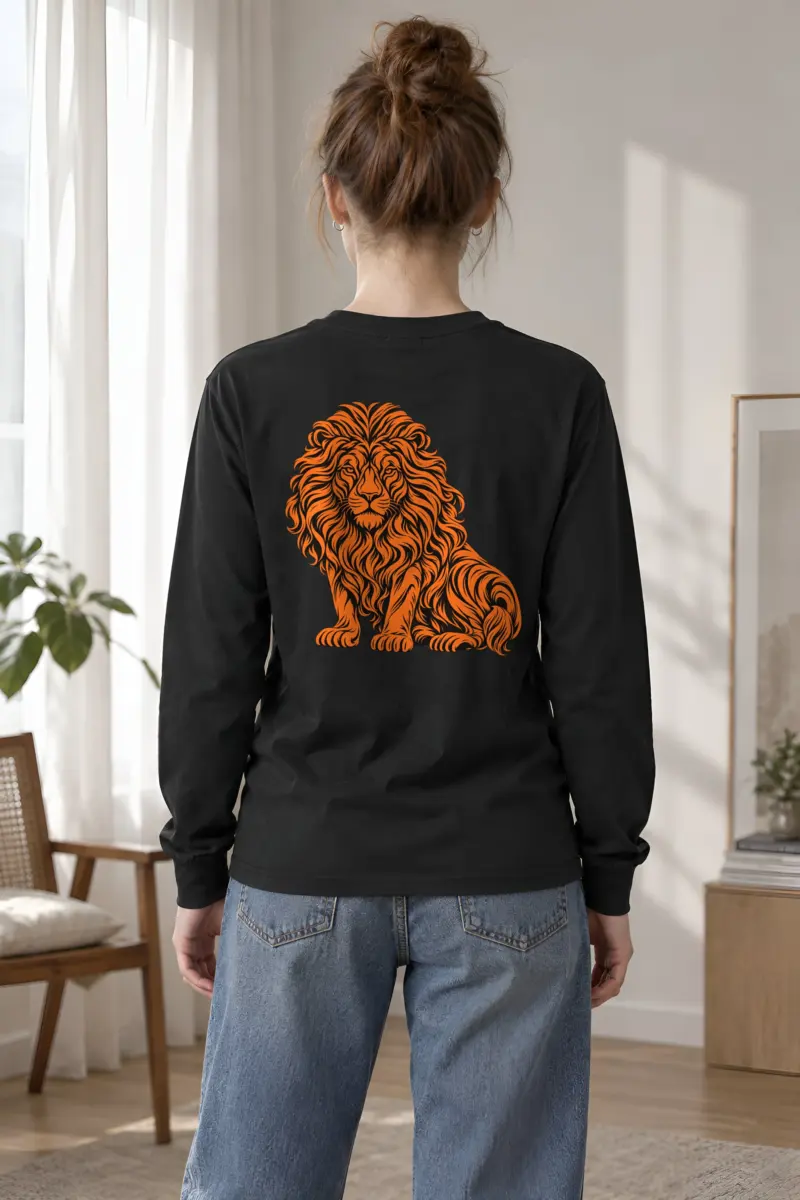 "Orange Ink Lion" Unisex Longsleeve T-shirt