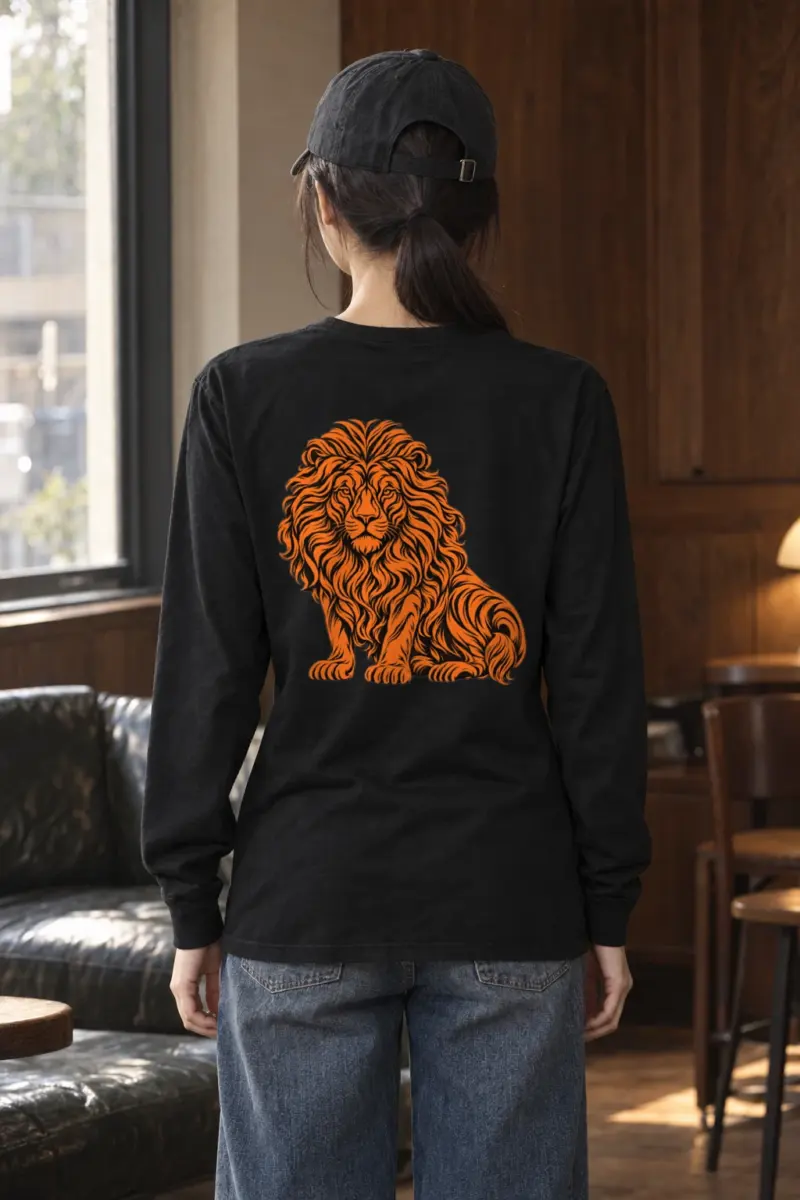 "Orange Ink Lion" Unisex Longsleeve T-shirt