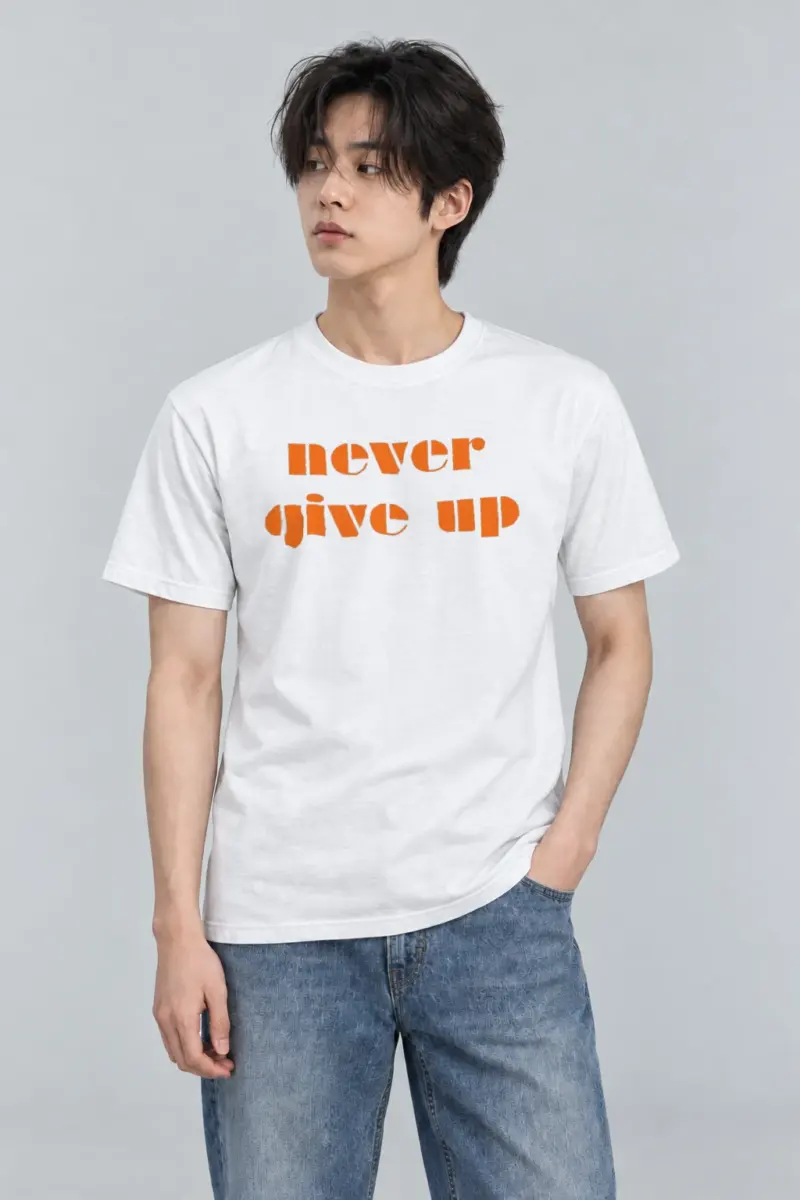 "Orange Stencil Typography" Heavyweight Unisex Crewneck T-shirt