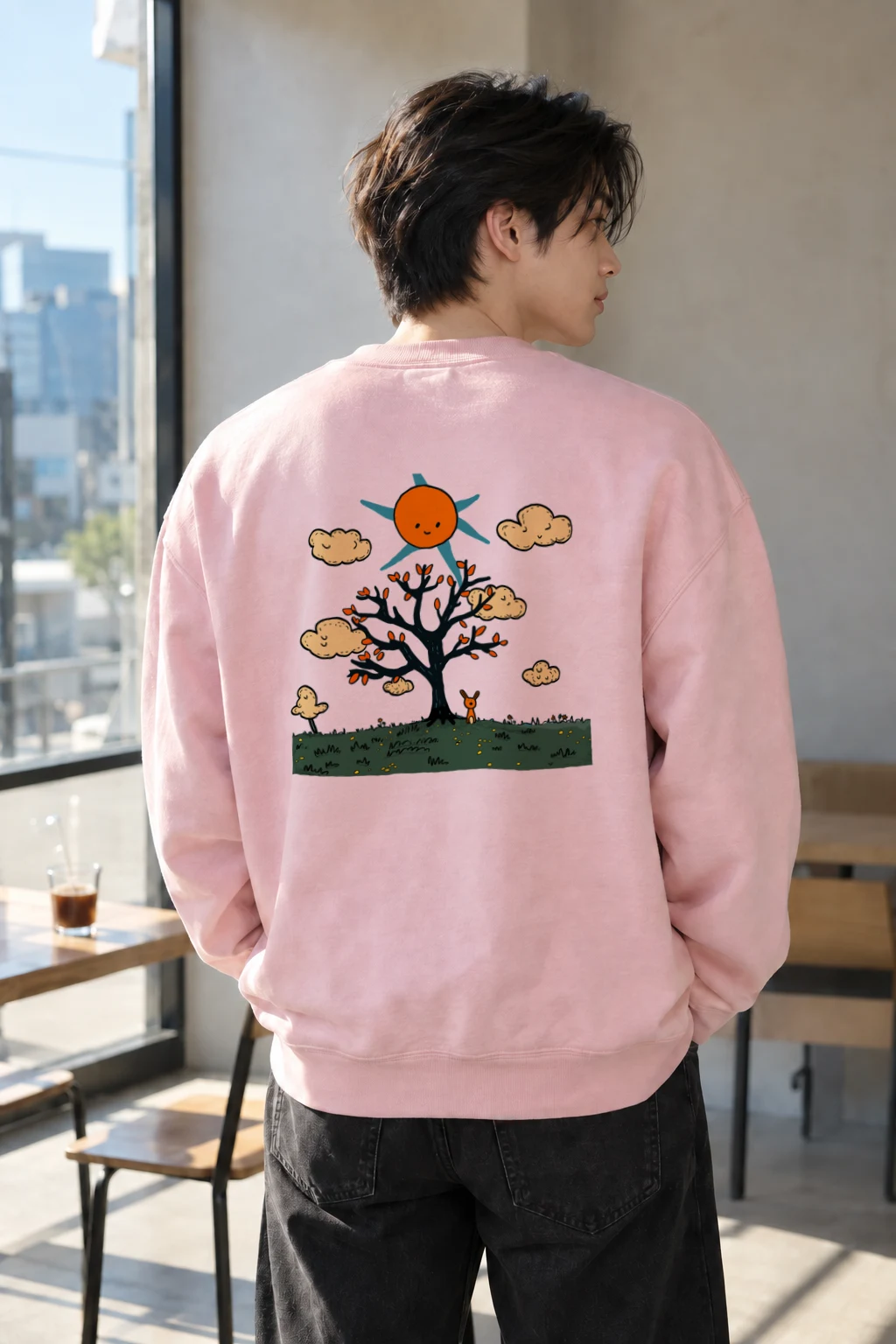 "Orange Sun Tree" Heavy Blend Unisex Crewneck Sweatshirt | Gildan 18000