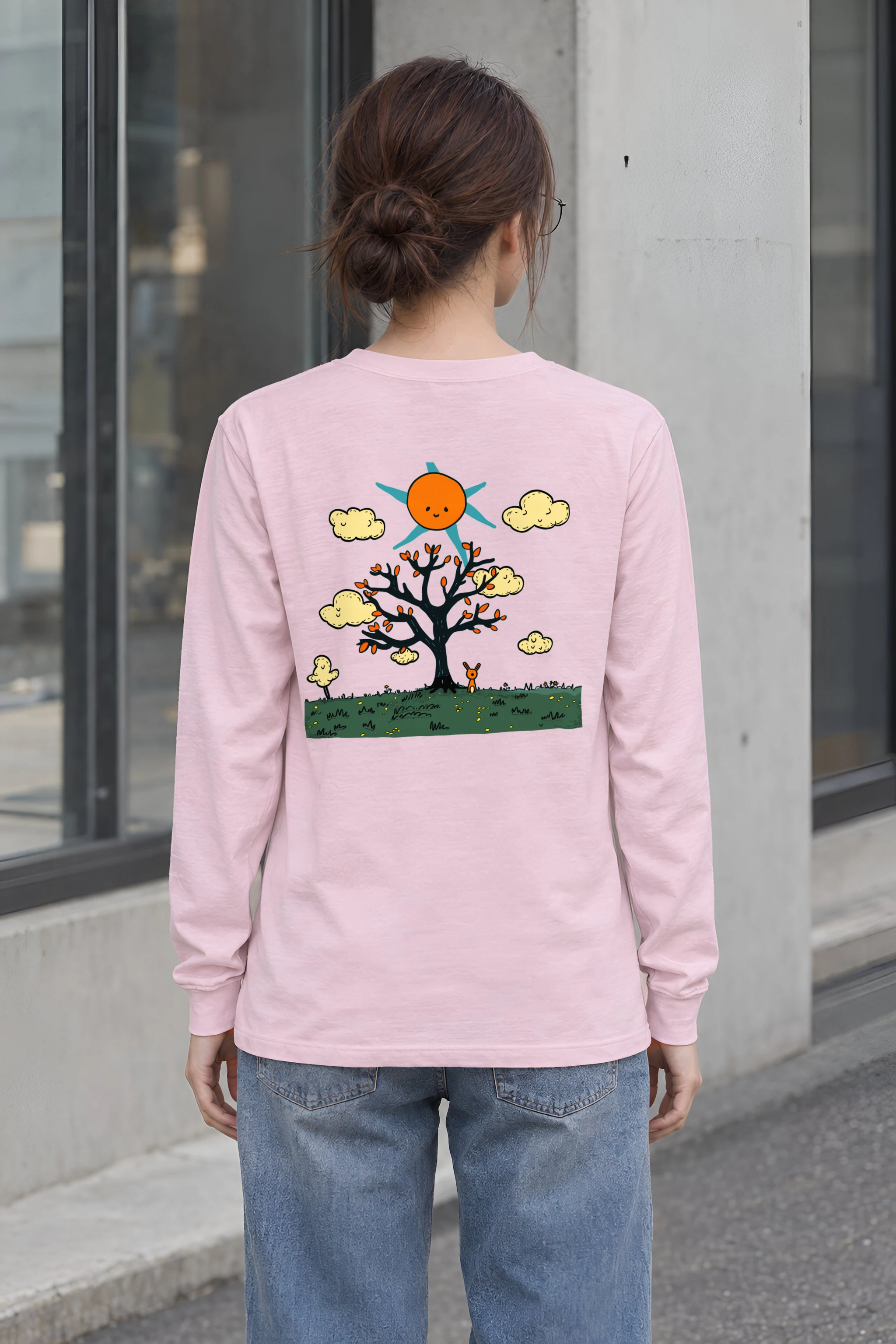 "Orange Sun Tree" Unisex Longsleeve T-shirt
