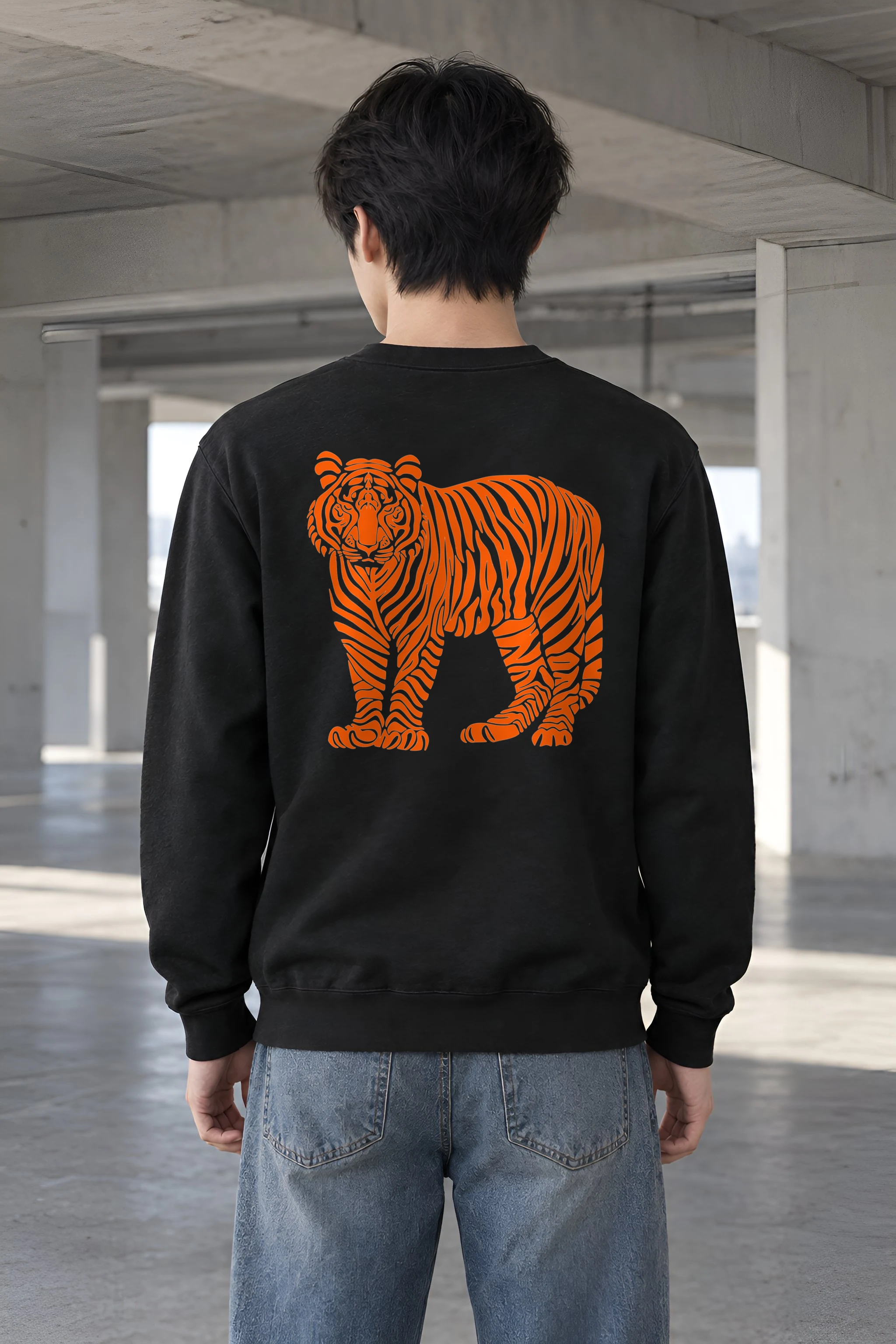 "Orange Tiger Lines" Heavy Blend Unisex Crewneck Sweatshirt