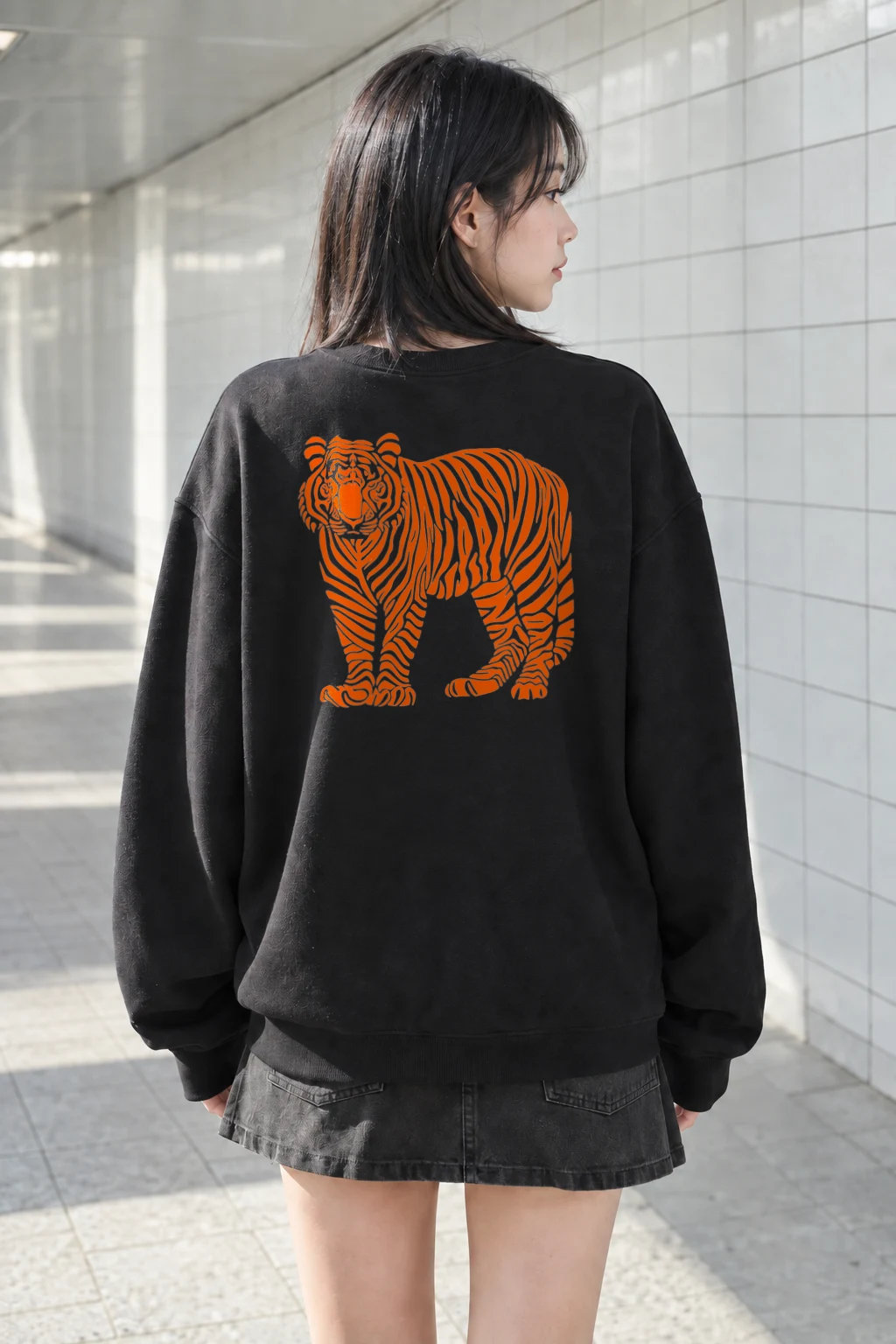 "Orange Tiger Lines" Heavy Blend Unisex Crewneck Sweatshirt | Gildan 18000