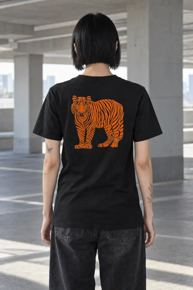 "Orange Tiger Lines" Heavyweight Unisex Crewneck T-shirt