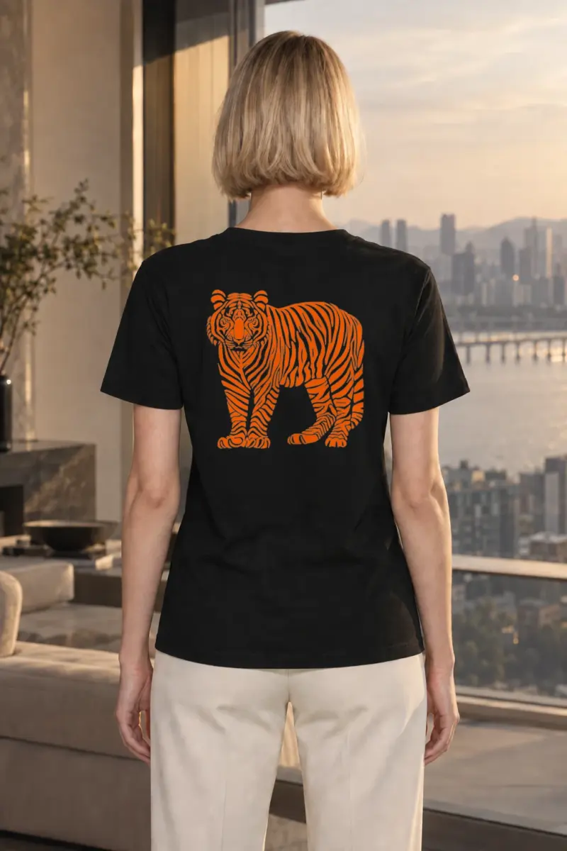 "Orange Tiger Lines" Heavyweight Unisex Crewneck T-shirt | Gildan 5000