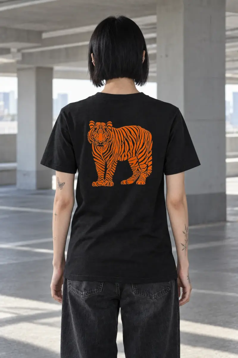 "Orange Tiger Lines" Heavyweight Unisex Crewneck T-shirt