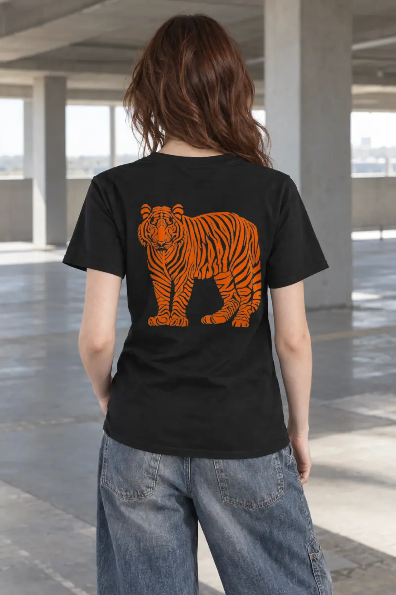 "Orange Tiger Lines" Heavyweight Unisex Crewneck T-shirt