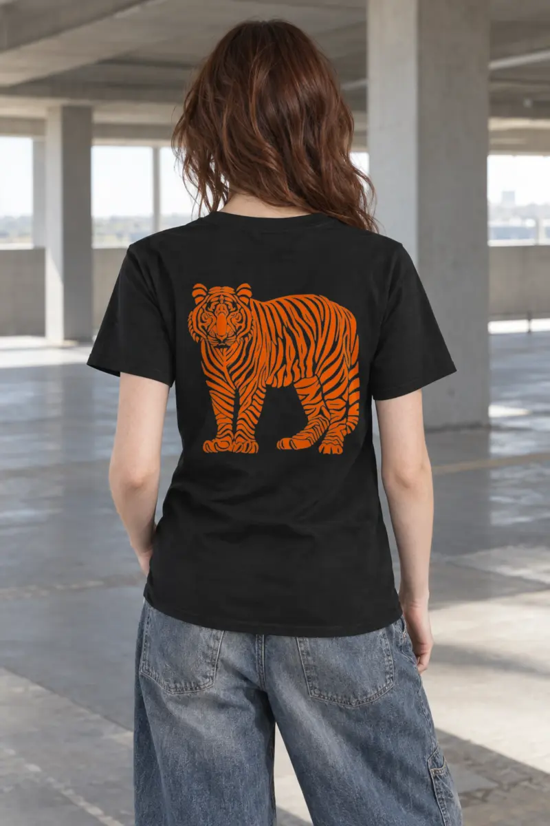 "Orange Tiger Lines" Heavyweight Unisex Crewneck T-shirt