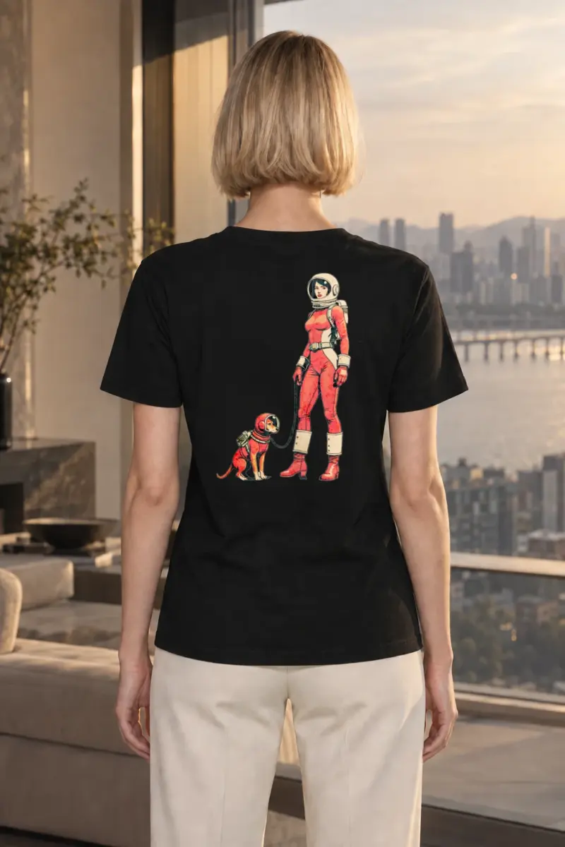 "Orbit Dog" Heavyweight Unisex Crewneck T-shirt | Gildan 5000