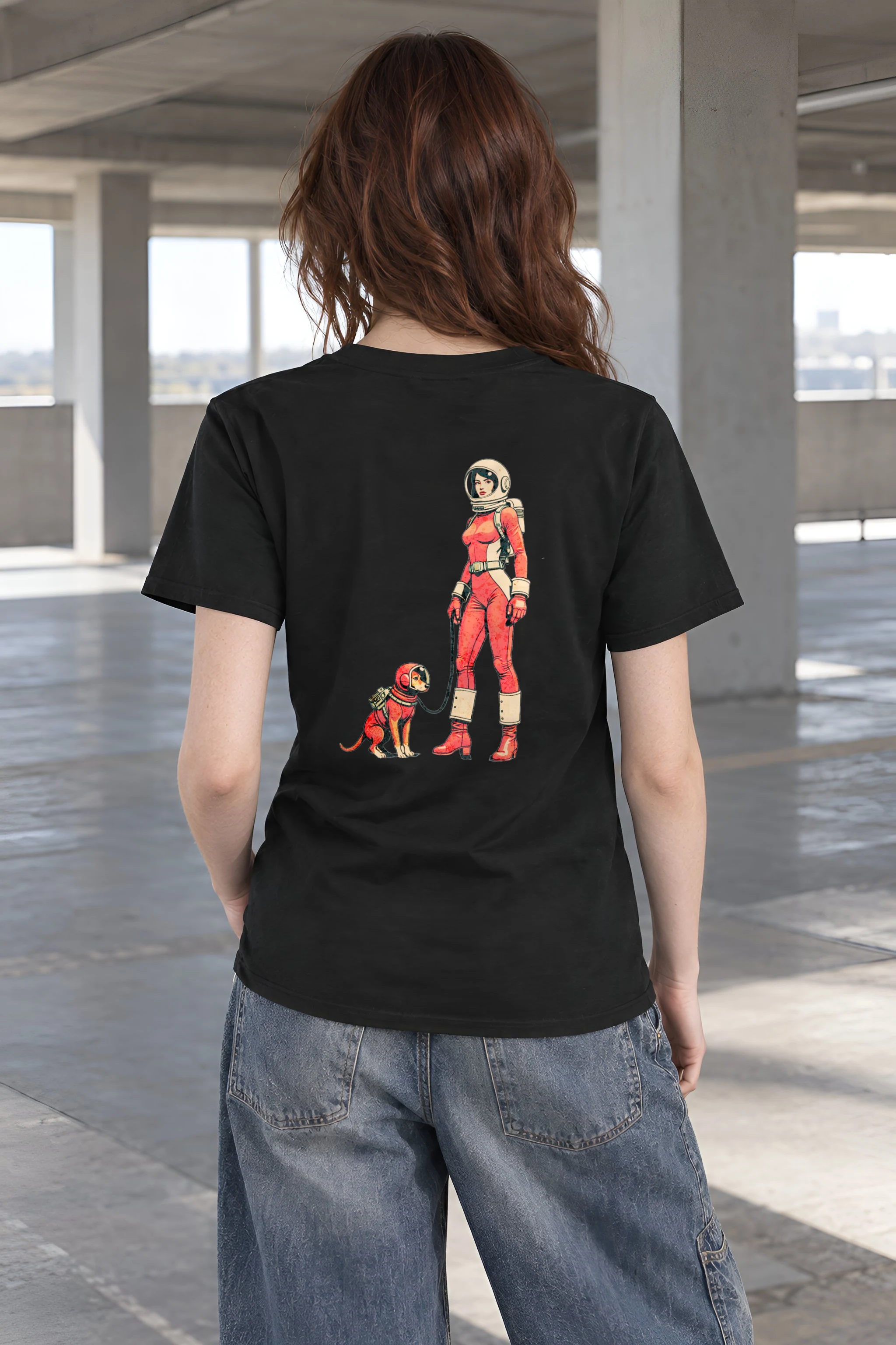 "Orbit Dog" Heavyweight Unisex Crewneck T-shirt