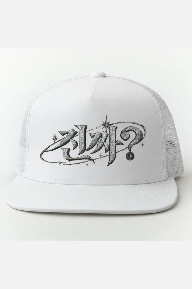 "Orbit Script" 5 Panel Trucker Cap · Embroidered