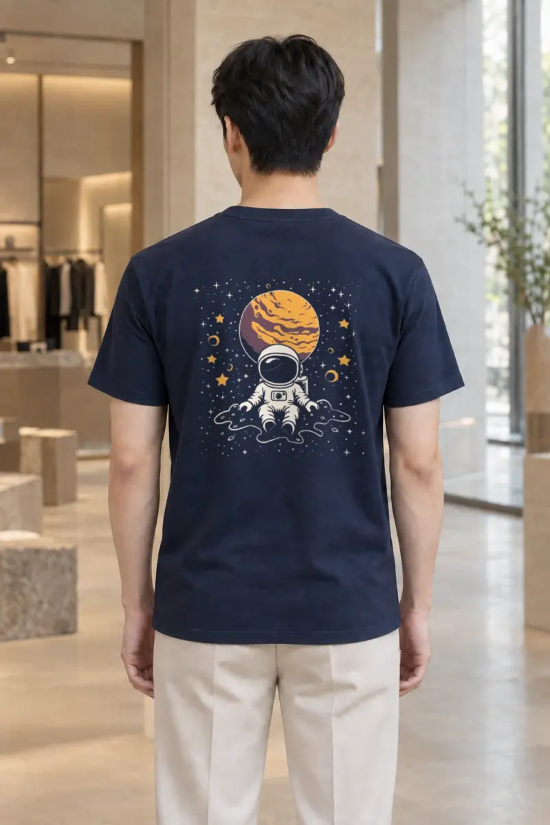 "Orbiting Astronaut" Heavyweight Unisex Crewneck T-shirt | Gildan 5000