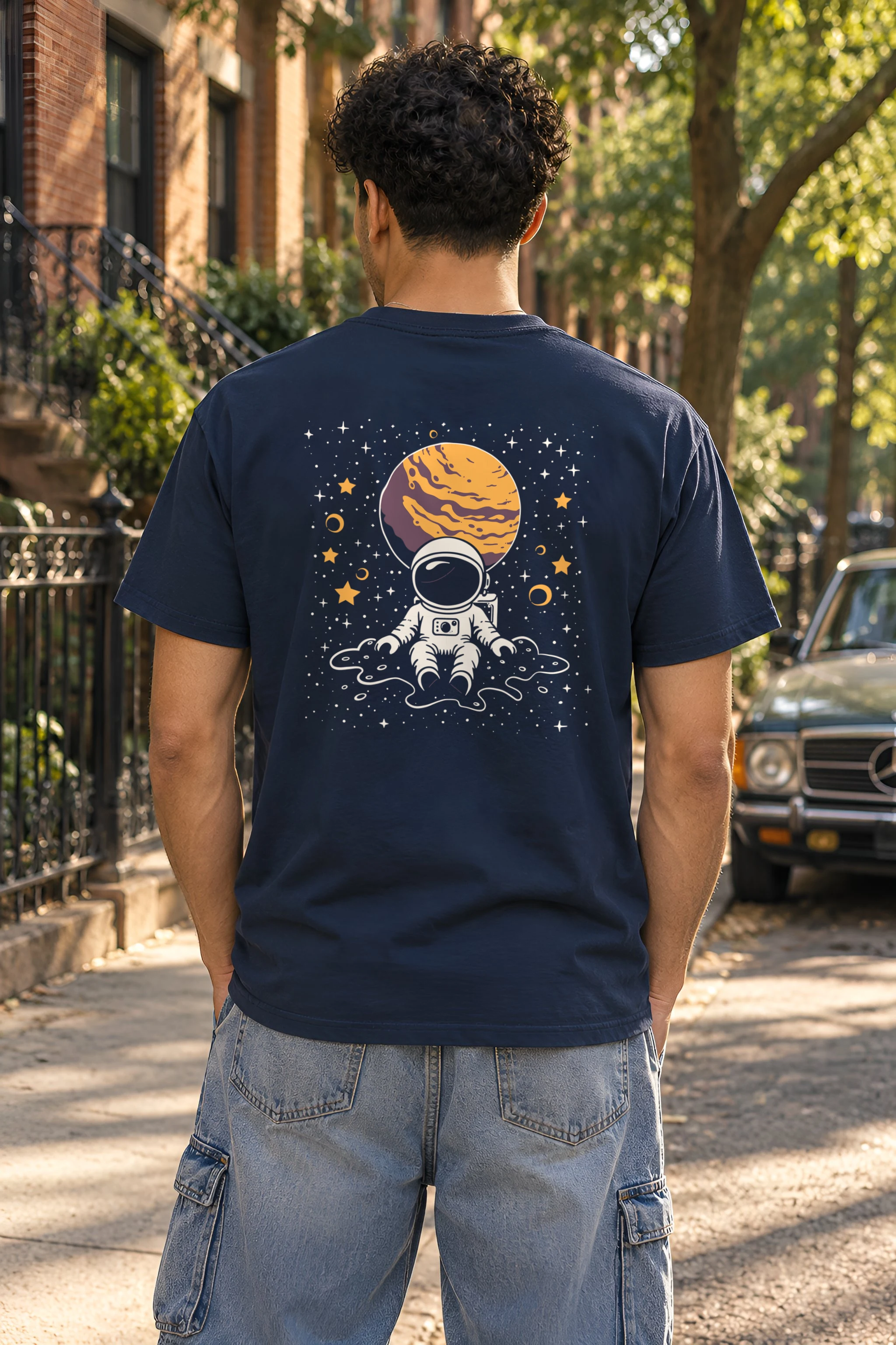 "Orbiting Astronaut" Heavyweight Unisex Crewneck T-shirt