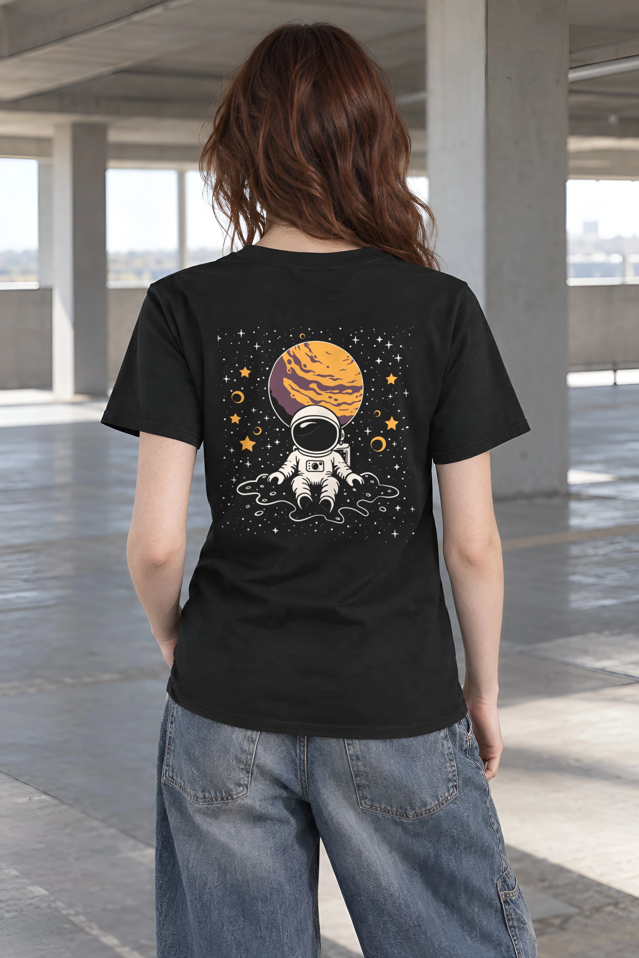 "Orbiting Astronaut" Heavyweight Unisex Crewneck T-shirt