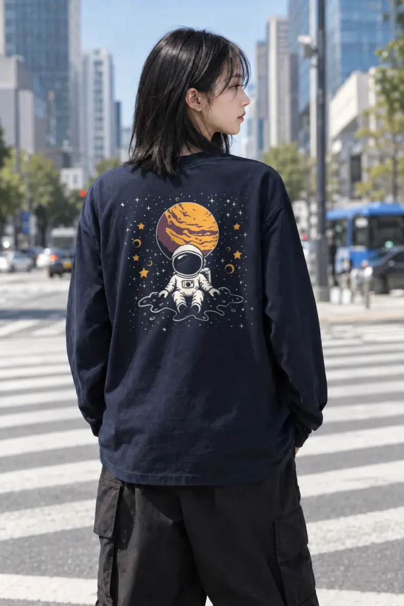 "Orbiting Astronaut" Unisex Longsleeve T-shirt | Gildan 2400