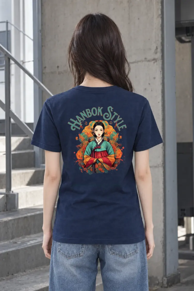 "Ornate Hanbok Woman" Heavyweight Unisex Crewneck T-shirt | Gildan 5000