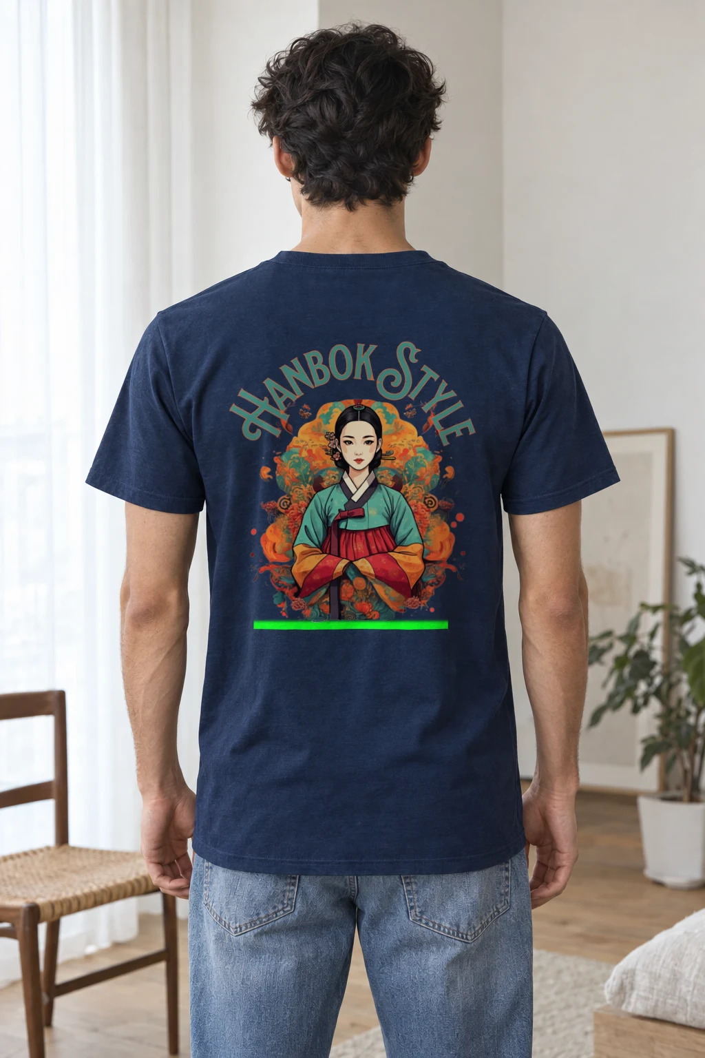 "Ornate Hanbok Woman" Heavyweight Unisex Crewneck T-shirt | Gildan 5000