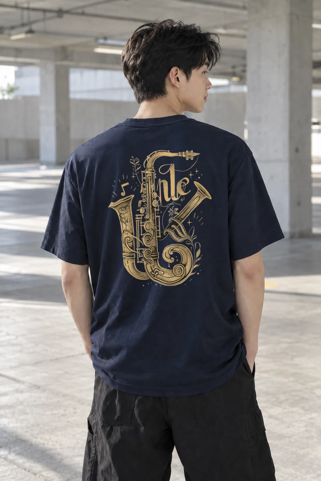 "Ornate Jazz Saxophones" Heavyweight Unisex Crewneck T-shirt | Gildan 5000
