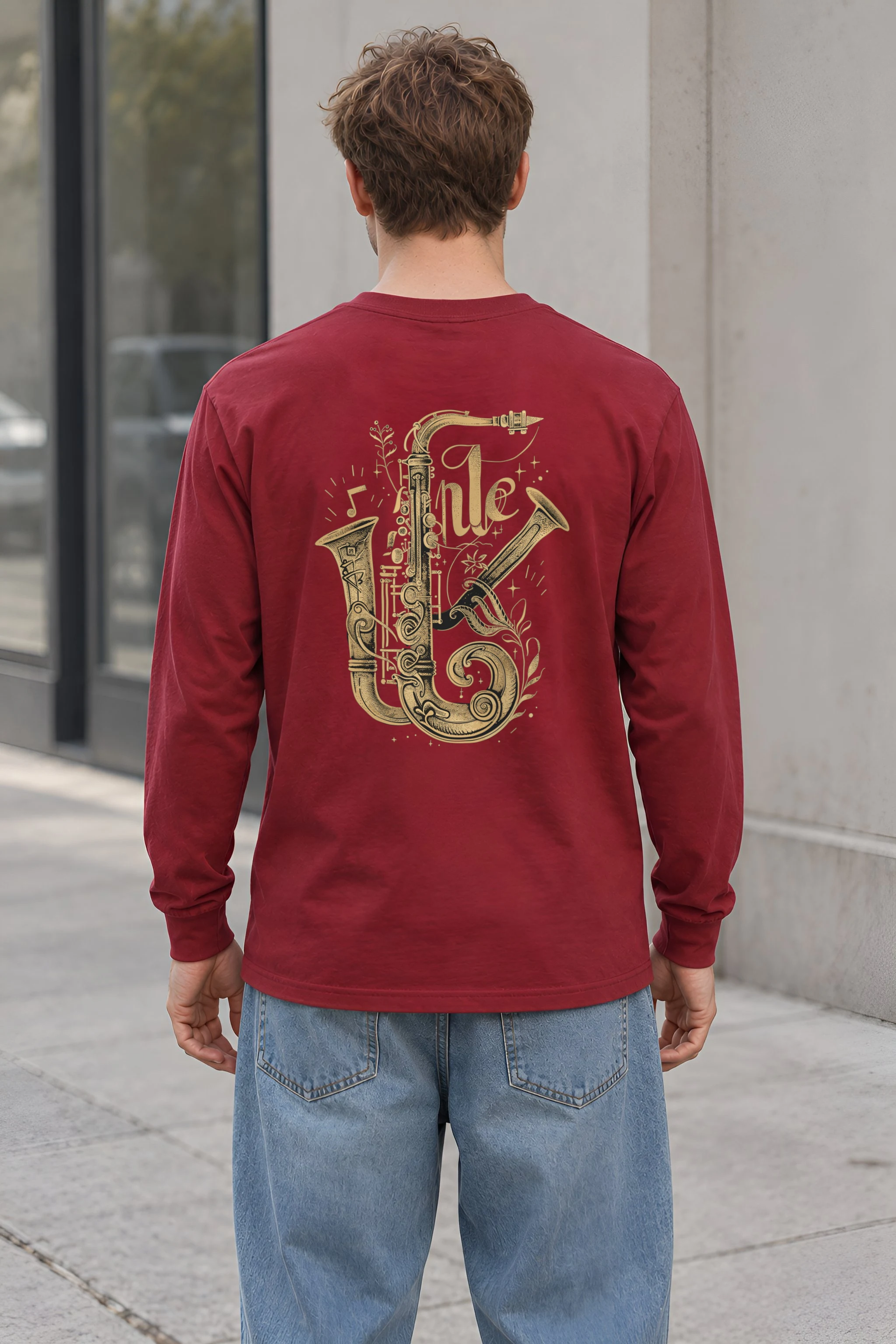 "Ornate Jazz Saxophones" Unisex Longsleeve T-shirt