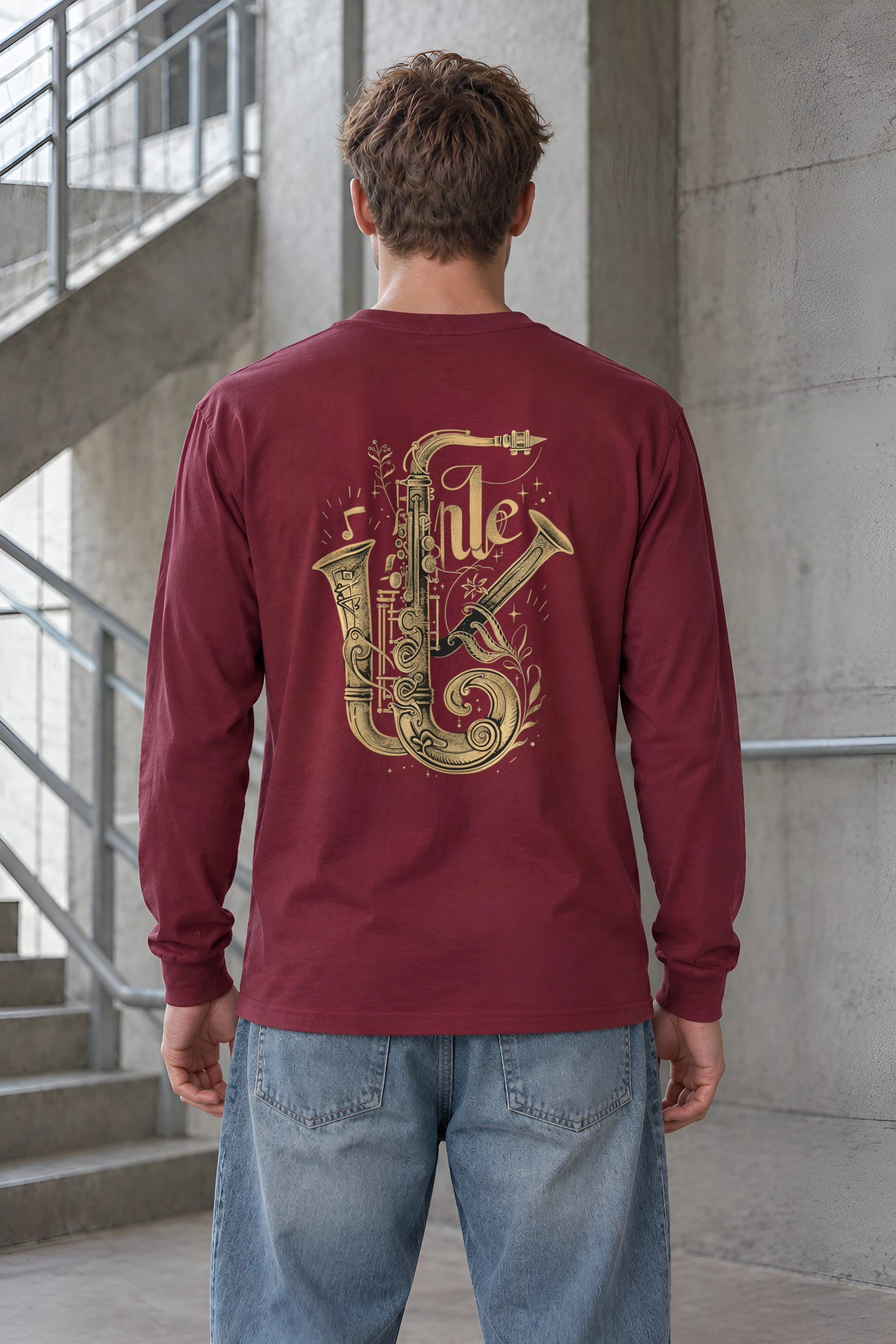 "Ornate Jazz Saxophones" Unisex Longsleeve T-shirt