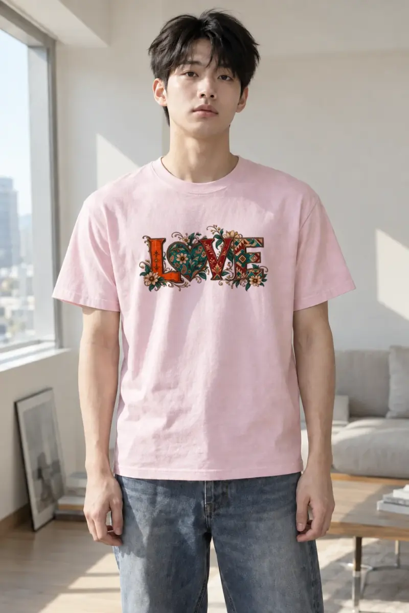 "Ornate Love Heart" Heavyweight Unisex Crewneck T-shirt | Gildan 5000