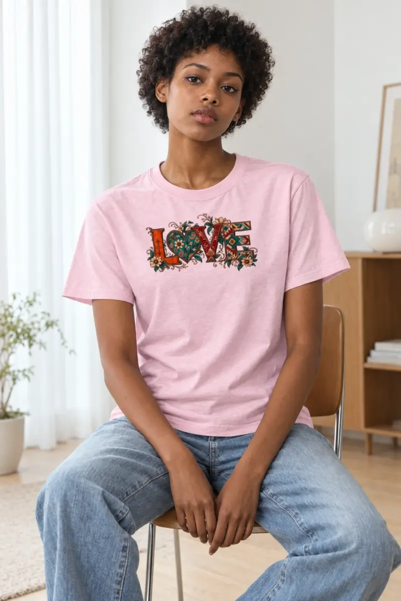 "Ornate Love Heart" Heavyweight Unisex Crewneck T-shirt | Gildan 5000