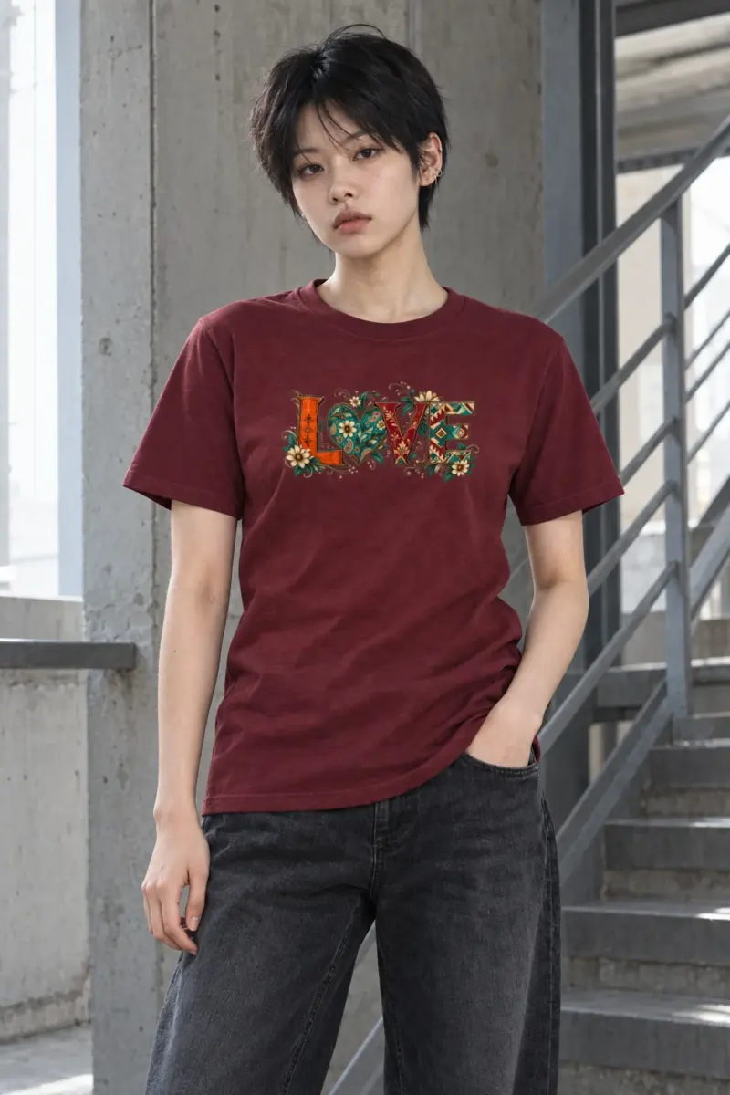 "Ornate Love Heart" Heavyweight Unisex Crewneck T-shirt