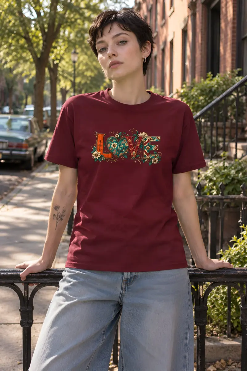 "Ornate Love Heart" Heavyweight Unisex Crewneck T-shirt