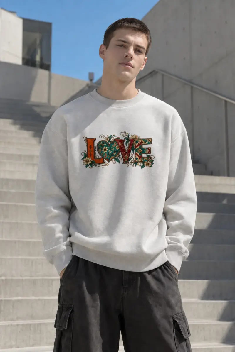 "Ornate Love" Heavy Blend Unisex Crewneck Sweatshirt | Gildan 18000