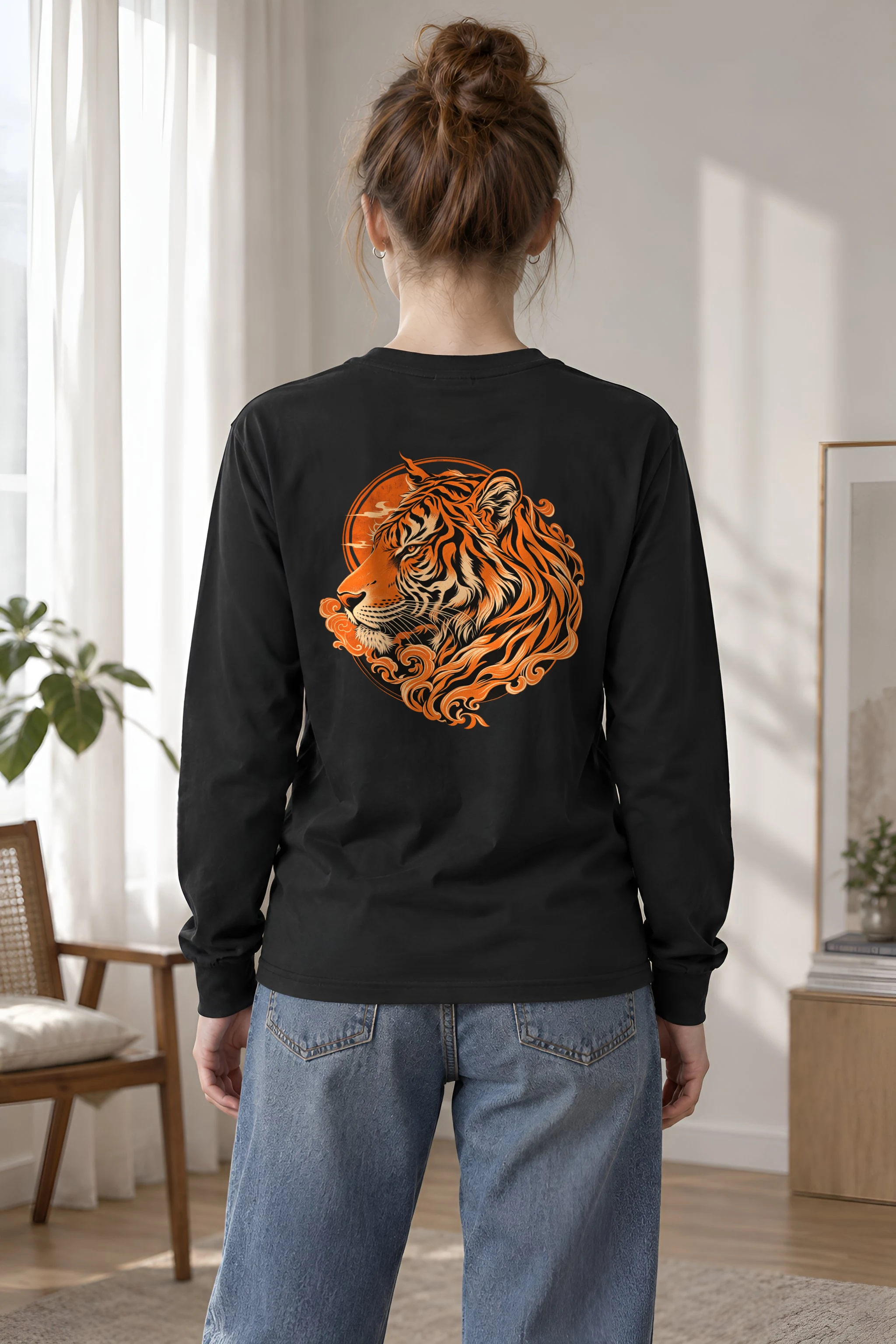 "Ornate Tiger Profile" Unisex Longsleeve T-shirt