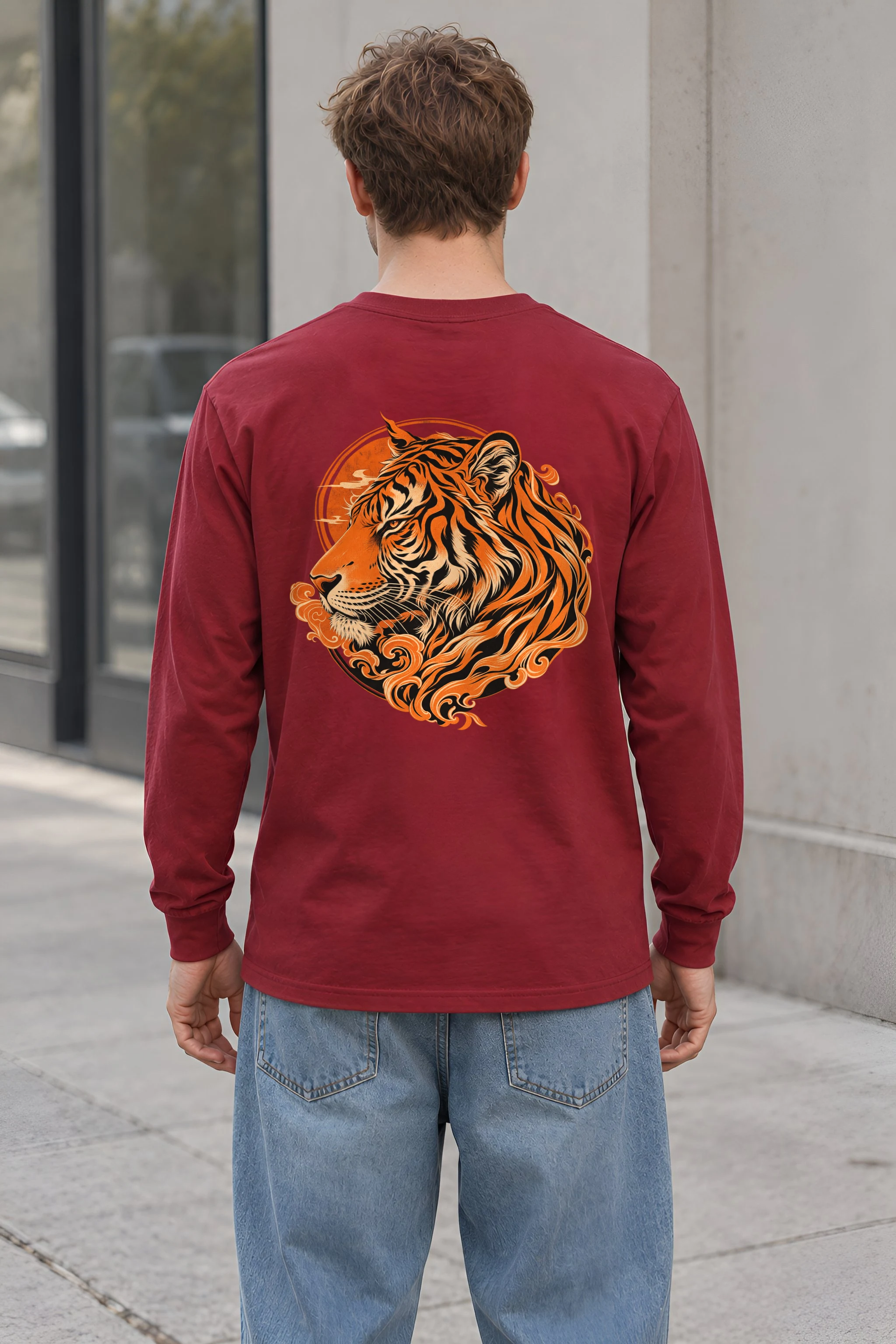 "Ornate Tiger Profile" Unisex Longsleeve T-shirt
