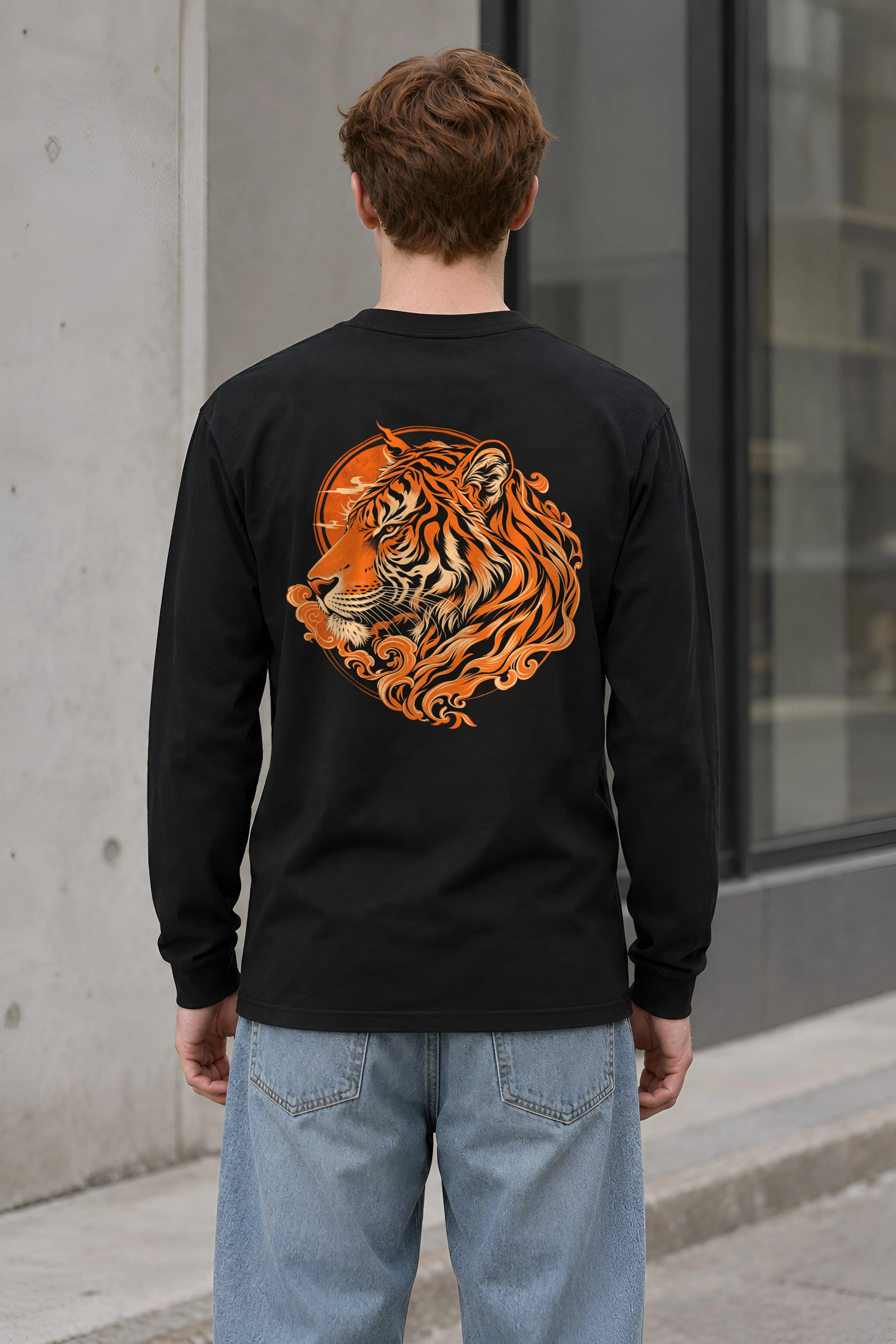 "Ornate Tiger Profile" Unisex Longsleeve T-shirt