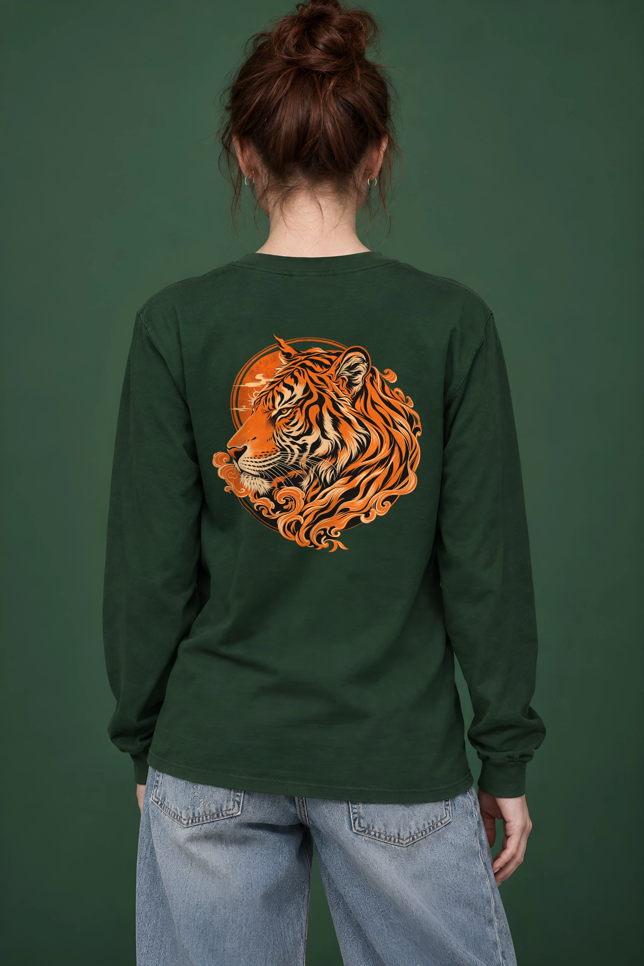 "Ornate Tiger Profile" Unisex Longsleeve T-shirt