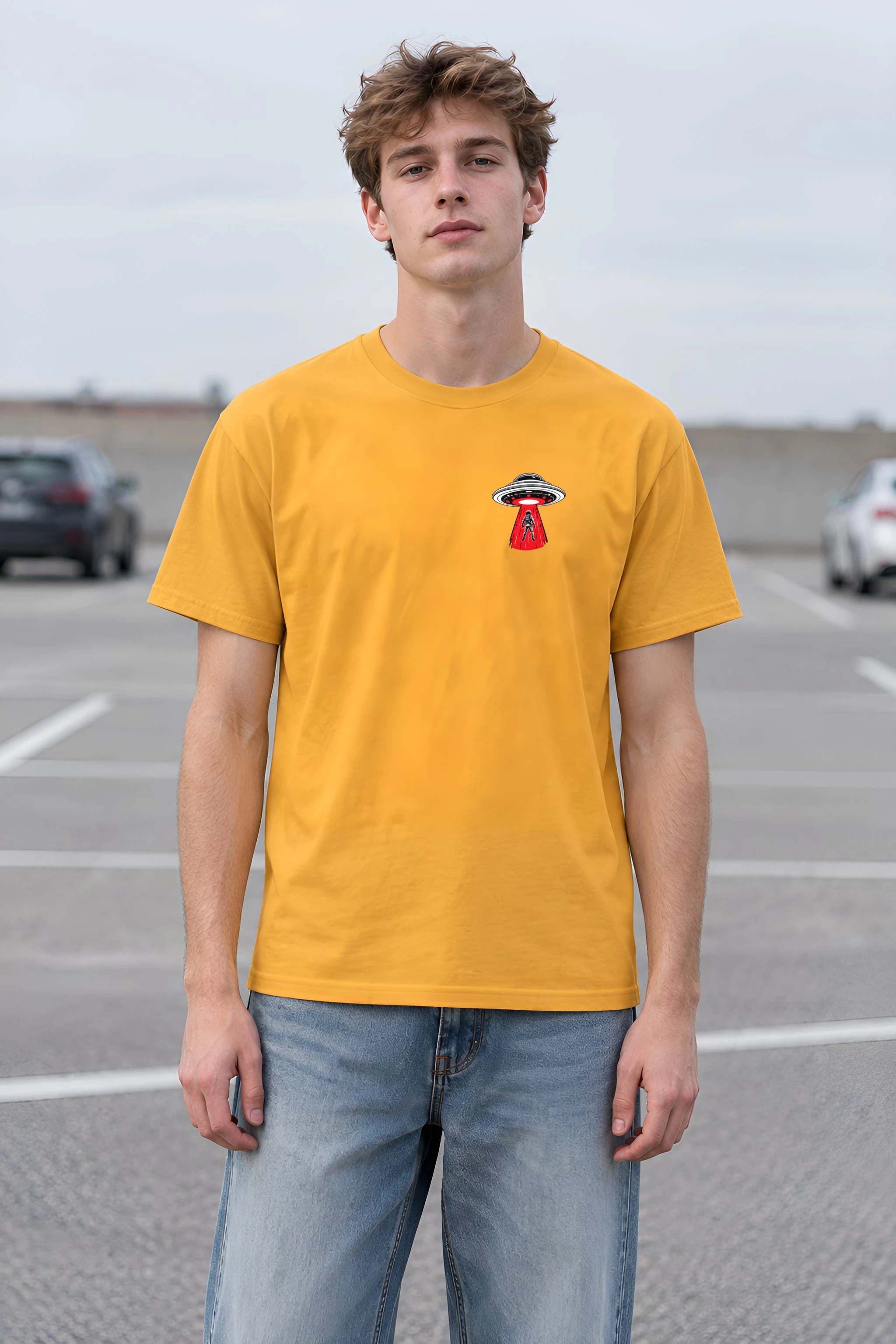 "Outrun The Unknown" Heavyweight Unisex Crewneck T-shirt