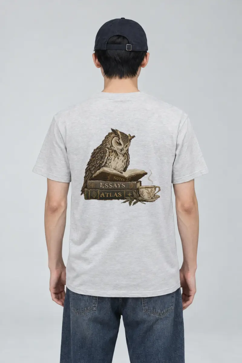 "Owl's Reading Hour" Heavyweight Unisex Crewneck T-shirt