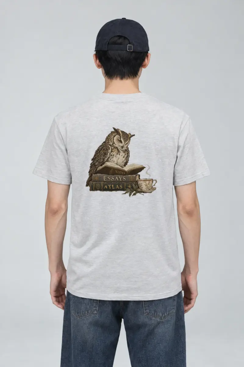 "Owl's Reading Hour" Heavyweight Unisex Crewneck T-shirt