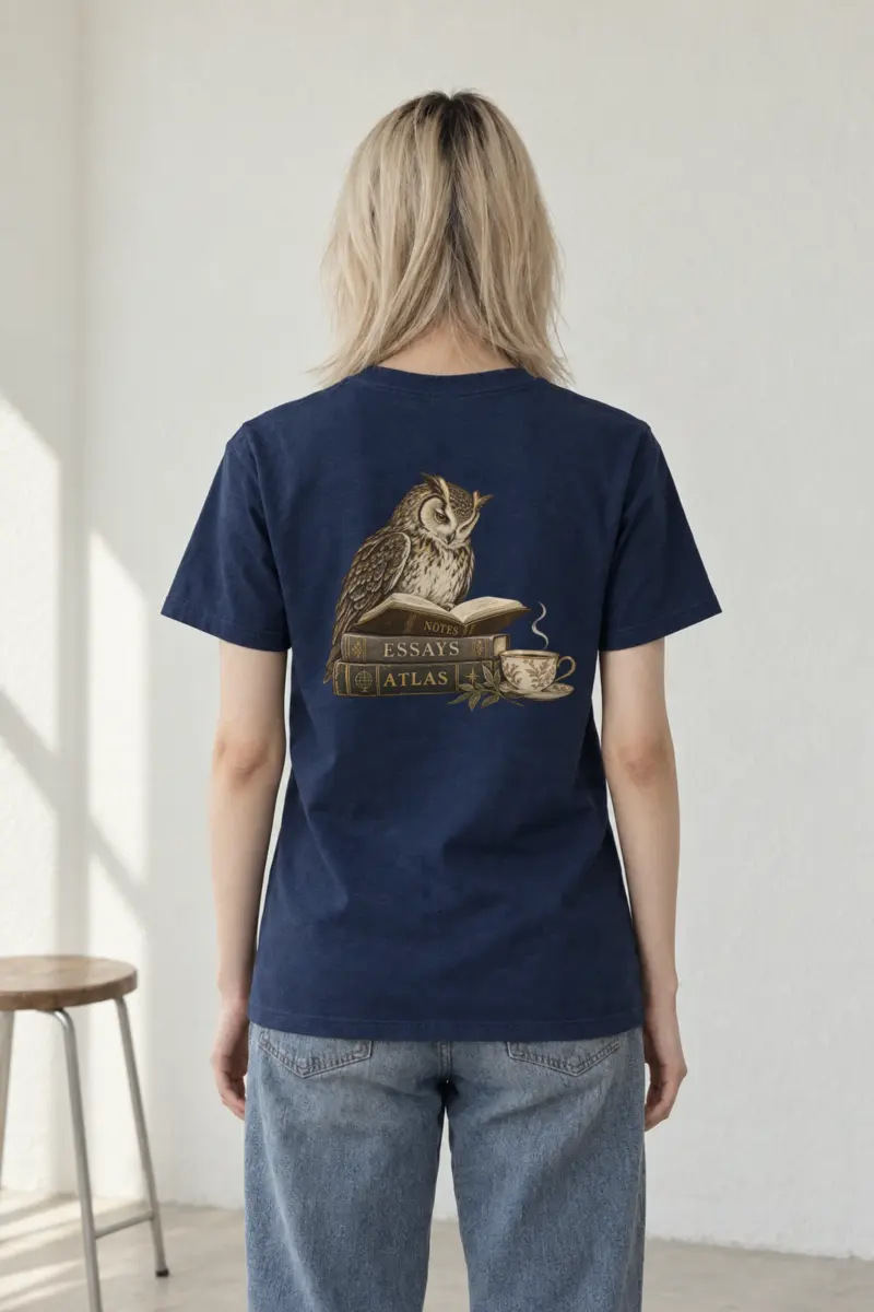"Owl's Reading Hour" Heavyweight Unisex Crewneck T-shirt