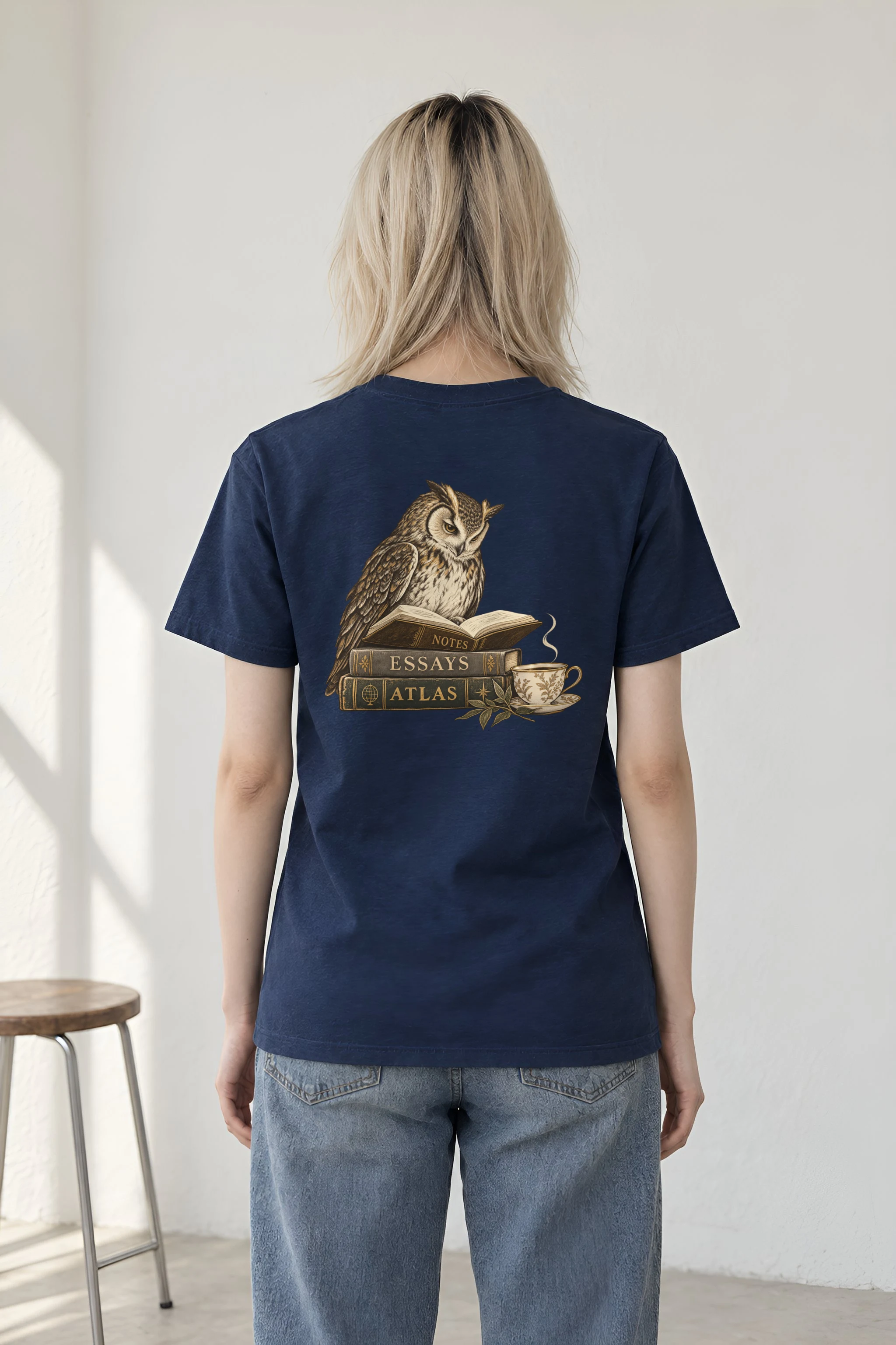"Owl's Reading Hour" Heavyweight Unisex Crewneck T-shirt