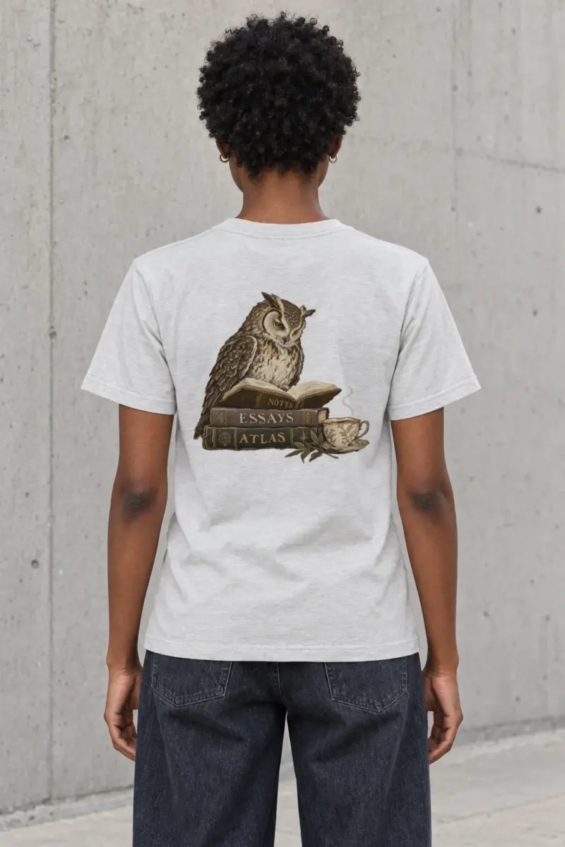 "Owl's Reading Hour" Heavyweight Unisex Crewneck T-shirt | Gildan 5000