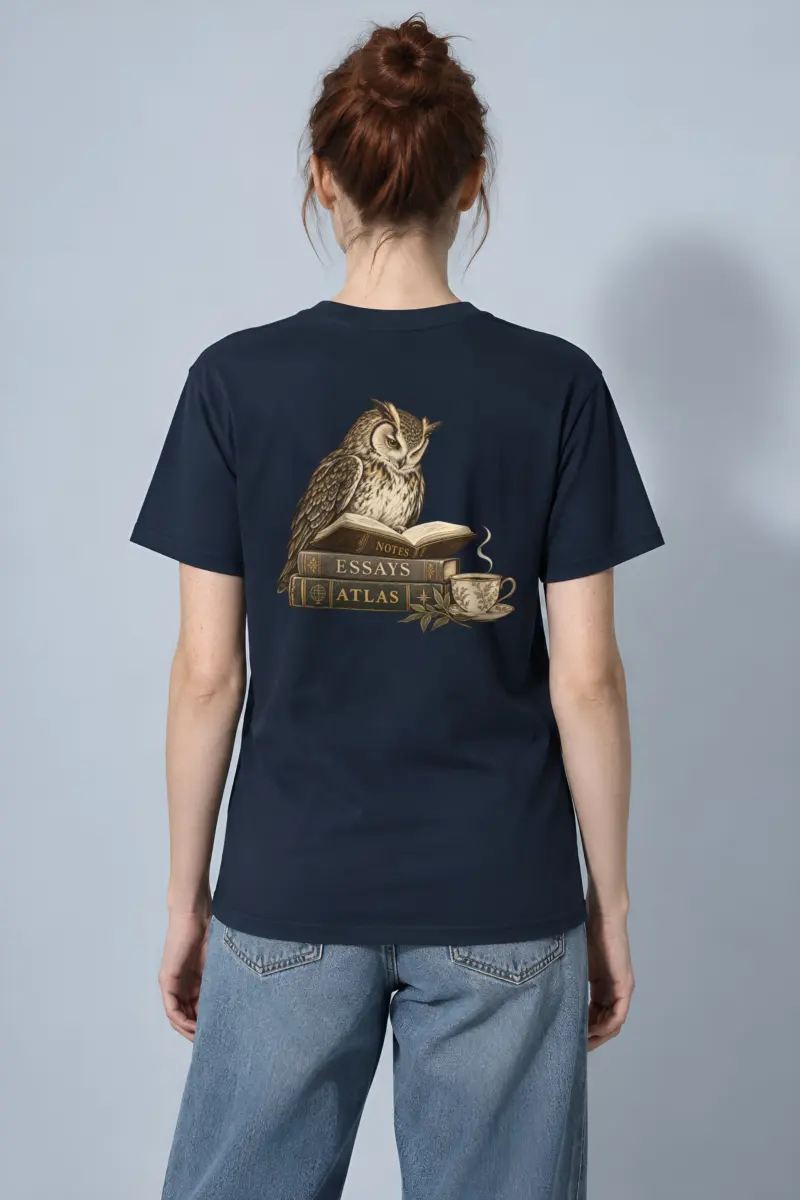 "Owl's Reading Hour" Heavyweight Unisex Crewneck T-shirt