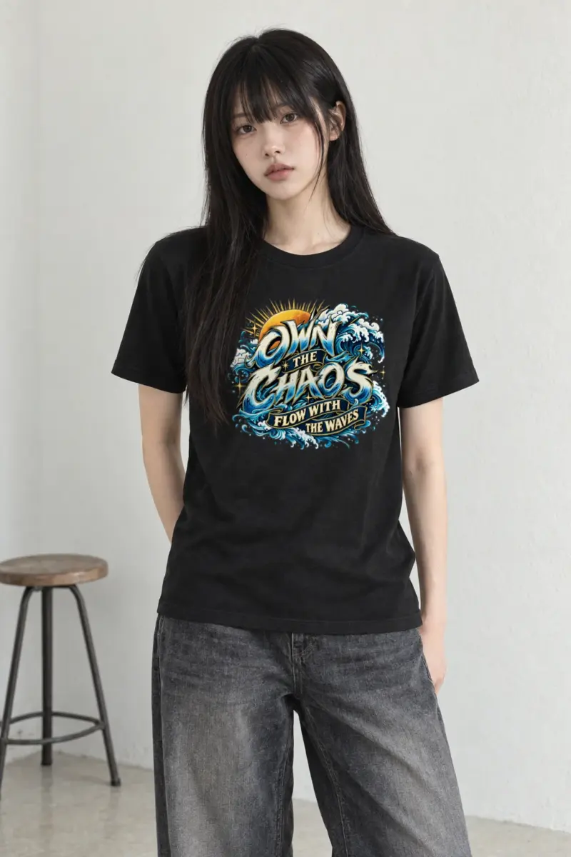 "Own the Chaos Waves" Heavyweight Unisex Crewneck T-shirt