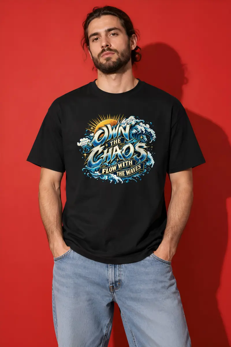 "Own the Chaos Waves" Heavyweight Unisex Crewneck T-shirt