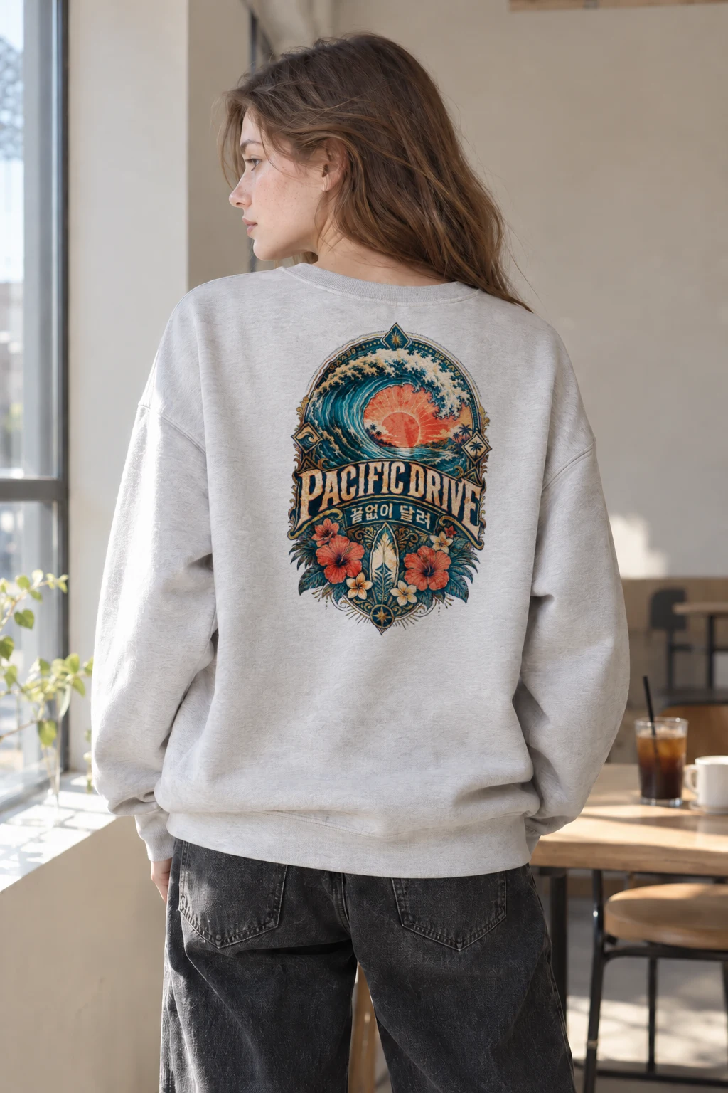 "Pacific Drive" Heavy Blend Unisex Crewneck Sweatshirt | Gildan 18000